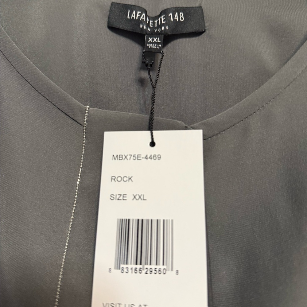 Lafayette 148 New York Gray Silk Blouse - Picture 4 of 5